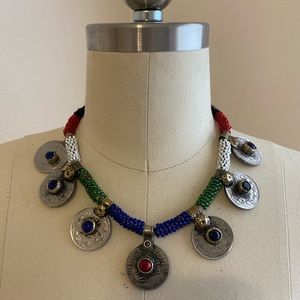 Tribal Beaded Coin Necklace